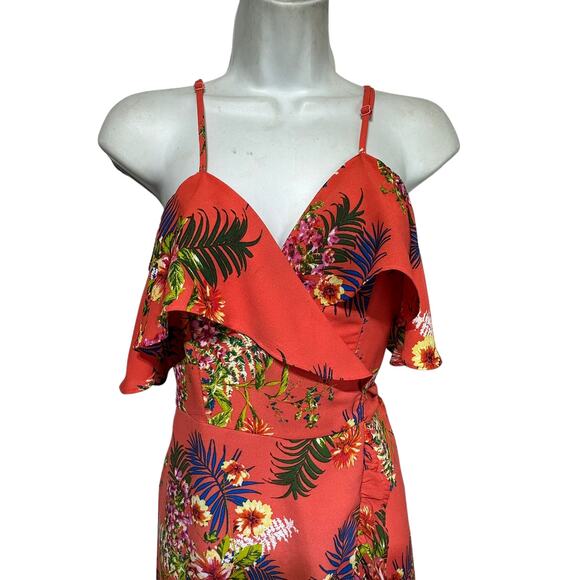 kaiya floral ruffle wrap high low dress Size L - Picture 8 of 8